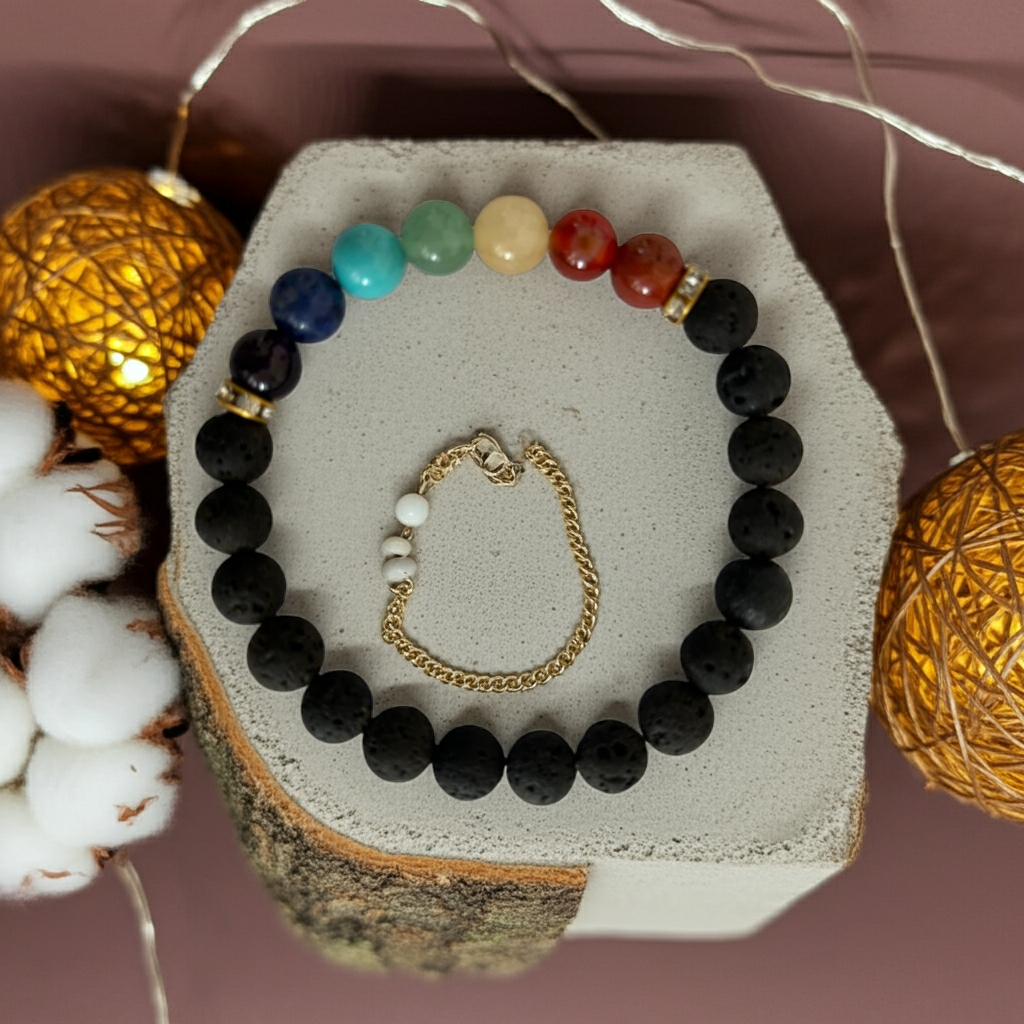 Lava+7Chakra Bracelet