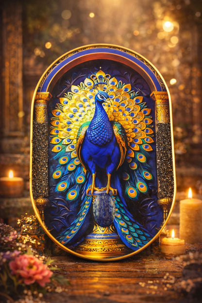 Pyrite Lapis Lazuli Peacock Frame