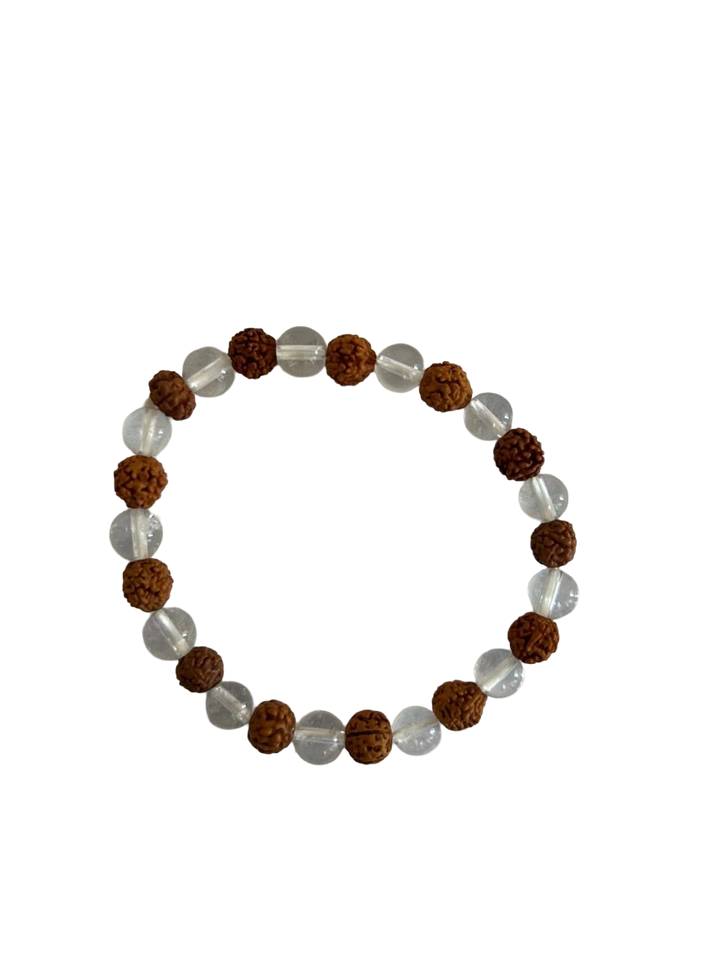 Rudraksha+Clear Quartz Bracelet