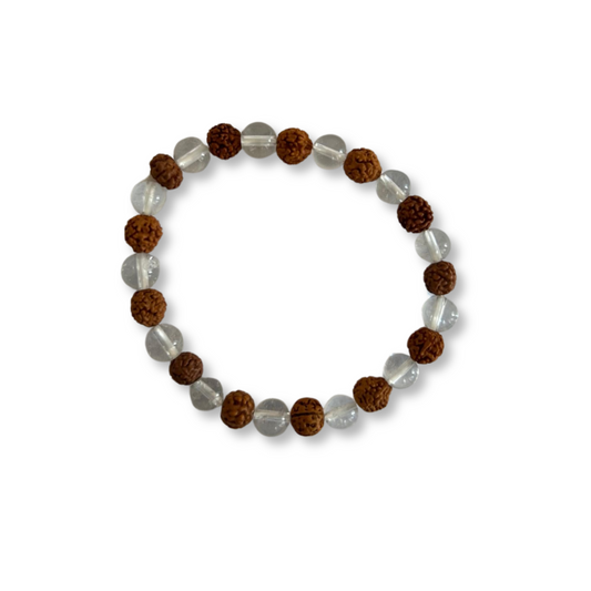Rudraksha+Clear Quartz Bracelet