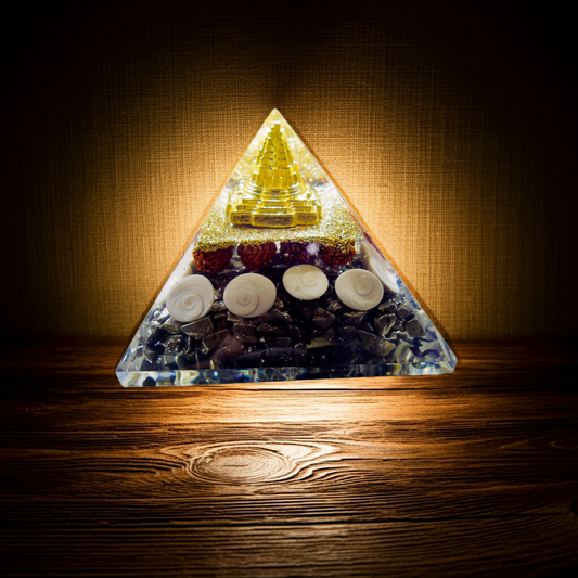 Shree Yantra Lakshmi Pyrite Rudraksha Pyramid