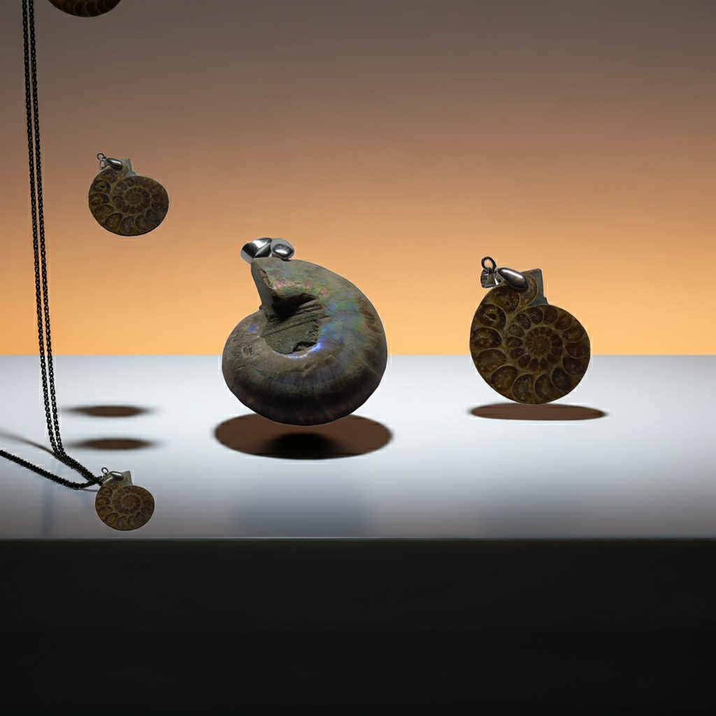 Ammonite (Fossil) Pendant with 1 Piece - Shubh Sanket Vastu