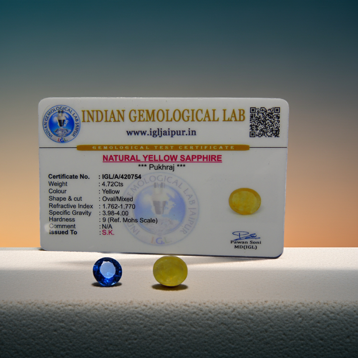 Yellow Sapphire(Pukhraj)_Bangkok: Luster A:Natural, Certified