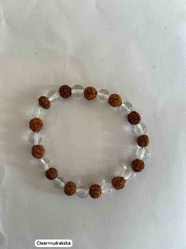 Rudraksha+Clear Quartz Bracelet